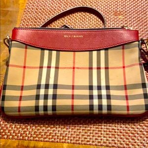 Authentic Burberry Red Multicolor Horseferry